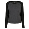 Ladies Contrast Raglan Longsleeve - charcoal/black XS