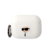 AppleMix Puzdro KARL LAGERFELD pre Apple AirPods Pro (2022) - Karlova hlava - silikónové - biele