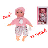 Bábätko 30 cm žmurkacie mäkké telo na batérie 12 zvukov s cumlíkom