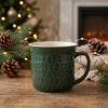 Porcelánový vianočný hrnček s reliéfom ALTOM DESIGN CHOINKI 640 ml zelený
