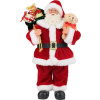 Dekorácia MagicHome Vianoce, Santa s darčekmi a medvedíkom, červený, 30 cm