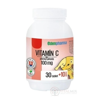 EDENPharma VITAMÍN C 100 mg príchuť jahoda tbl 30+10 (40 ks)