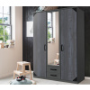 Šatníková skriňa so zrkadlom 40 / 5 000 Bochum, 135 cm, grafit/sivá vintage oceľ