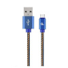GEMBIRD Kabel CABLEXPERT USB 2.0 AM na Type-C kabel (AM/CM), 2m, opletený, jeans, blister, PREMIUM QUALITY CC-USB2J-AMCM-2M-BL