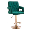 LuxuryForm DESIGN Barová stolička BOSTON VELUR na zlatom tanieri - zelená