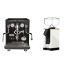 ECM Synchronika, black, dark walnut + Eureka Mignon Perfetto, BL white