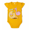 Baby Nellys Bavlnené dojčenské body, kr. rukáv, Flamingo - horčicove, veľ. 80