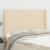 vidaXL Čelo postele so záhybmi krémový 147x16x118/128 cm látka - Krémová - 163691-98114