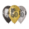 Balóniky metalické 60 rokov , Happy Birthday - narodeniny - mix farieb - 30 cm (5 ks)