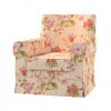 Dekoria Poťah na kreslo Ektorp Jennylund, výrazný vzor ružovozelené kvety na ľanovom podklade , Poťah na kreslo Ektorp Jennylund, Londres, 143-87