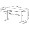Ručně výškově nastavitelný stůl Ergo Office, max. 40 kg, max. výška 117 cm, s deskou pro sezení a stání, ER-401 W