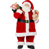 Dekorácia MagicHome Vianoce, Santa s darčekmi a medvedíkom, červený, 46 cm