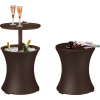 Bar Keter® COOL BAR RATTAN, hnedý, multifunkčný, záhradný stôl, okrúhly, 490x490x570/820 mm