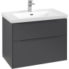 VILLEROY & BOCH Subway 3.0 závesná skrinka pod umývadlo, 2 zásuvky, s LED osvetlením, 772 x 478 x 429 mm, Graphite, C574L2VR