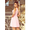 Spoločenské šaty luxusné s kolovou sukňou krátke ružové - Ružová / XL - Morimia XL pastelová růžová
