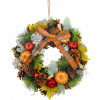 MagicHome Vianoce Veniec MagicHome Nature, závesný, jesenný, oranžový, s mašľou, 30 cm