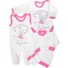 Detský komplet - Detská súprava 62 biela, ružová, šedá, viacnásobná 5 ks. (Layette pre novonarodené dieťa 62 bavlna 100%)