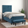 vidaXL Posteľný rám boxsping s matracom tmavomodrý 90x200 cm zamat - Modrá - 176993-111170