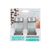 Sada solnička + korenička s kovovým viečkom sklenená 2-dielna sada 120 ml BS41224