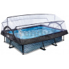 Bazén s krytom a filtráciou Stone pool Exit Toys oceľová konštrukcia 300*200*65 cm šedý od 6 rokov