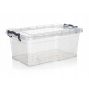 Úložný box GEMA s vekom 9L, transparentný, sivý klip, 36.5x24.5x15.5 cm PH