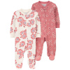 CARTER'S Overal na zips Sleep&Play Pink/Ivory Floral holka 2ks 9m/vel. 74