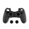 Spartan Gear Controller Silicon Skin Cover and Thumb Grips - Black PS4