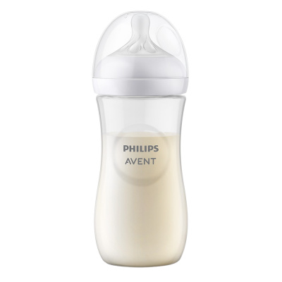 Avent Natural Response priehľadná fľaša s cumlíkom pre podporu rytmu pitia 330 ml