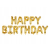 PartyDeco Fóliový balón Happy Birthday nápis zlatý 340x35cm