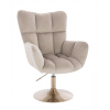 LuxuryForm DESIGN Kozmetické kreslo AURORA VELUR na zlatom tanieri - latte