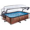 Bazén s krytom a filtráciou Wood pool Exit Toys oceľová konštrukcia 300*200*65 cm hnedý od 6 rokov
