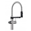 Blanco EVOL-S Pro - Drezová batéria s flexibilným ramenom, spŕškou a filtračnou funkciou, oceľ/čierna 526311