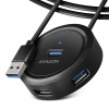 AXAGON HUE-P1AL 4x USB 3.2 Gen 1 ROUND hub, micro USB power IN, 1.2m USB-A cable