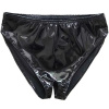 Erotické dámske lesklé PVC nohavičky s otvorom Čierna L
