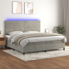 vidaXL Posteľ boxsping s matracom a LED bledosivá 200x200 cm zamat - Sivá - 116263-194237