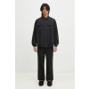 Košeľa Helmut Lang Uniform Shirt.Light pánska, čierna farba, voľný strih, s klasickým golierom, O09HM507