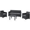 KETER ELODIE 3 SEATER SOFA SET SMOOTH ARMS WITH CLASSIC TABLE antracit/sivá (246150) - set záhradného nábytku