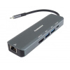 Adaptér OEM PremiumCord USB-C na HDMI + 2x USB3.2 + PD 100W+ RJ45 10/100/1000Mbps