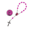 Ruženec do auta – sklo R1177 ružový