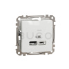 Schneider Electric Sedna Dvojitá USB A+C nabíjačka, Biela
