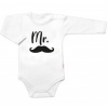 Body dl. rukáv Mr., bavlna Baby Nellys, bielo/čierne 74 (6-9m)