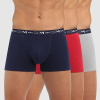 DIM COTTON STRETCH BOXER 3x - Pánske boxerky 3 ks - DI006596/3 tmavo modrá - tmavo červená - sivá XL