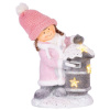 Dekorácia MagicHome Vianoce, Dievčatko so schránkou, 1 LED, 3xAA, keramika, 31x23x43 cm