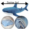 Prikrývka na posteľ - Prikrývku môj domov 100 x 60 cm biely, odtiene modrej, viacsekej (Deka 180x90 Súprava 2v1 Veľký plyšový SHARK Bear Bear)