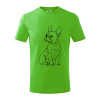 Francúzsky buldoček čierna kresba - Tričko detské bavlnené - 134 cm/8 rokov ( Apple Green )