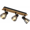 Globo Lighting Claude stropné svietidlo 3x40 W čierna-dymová-drevená 54307-3W