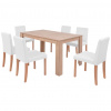 vidaXL Jedálenský stôl a stoličky, 7 ks, umelá koža a dubové drevo, krémové [243531]