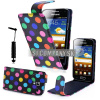 Kožený obal Samsung Galaxy Ace 2 – Polka Flip – čierna multi