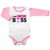 Body dlhý rukáv s vtipným textom Baby Nellys The New Boss holka