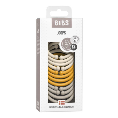 BIBS Loops kroužky 12ks Ivory/Honey Bee/Sand